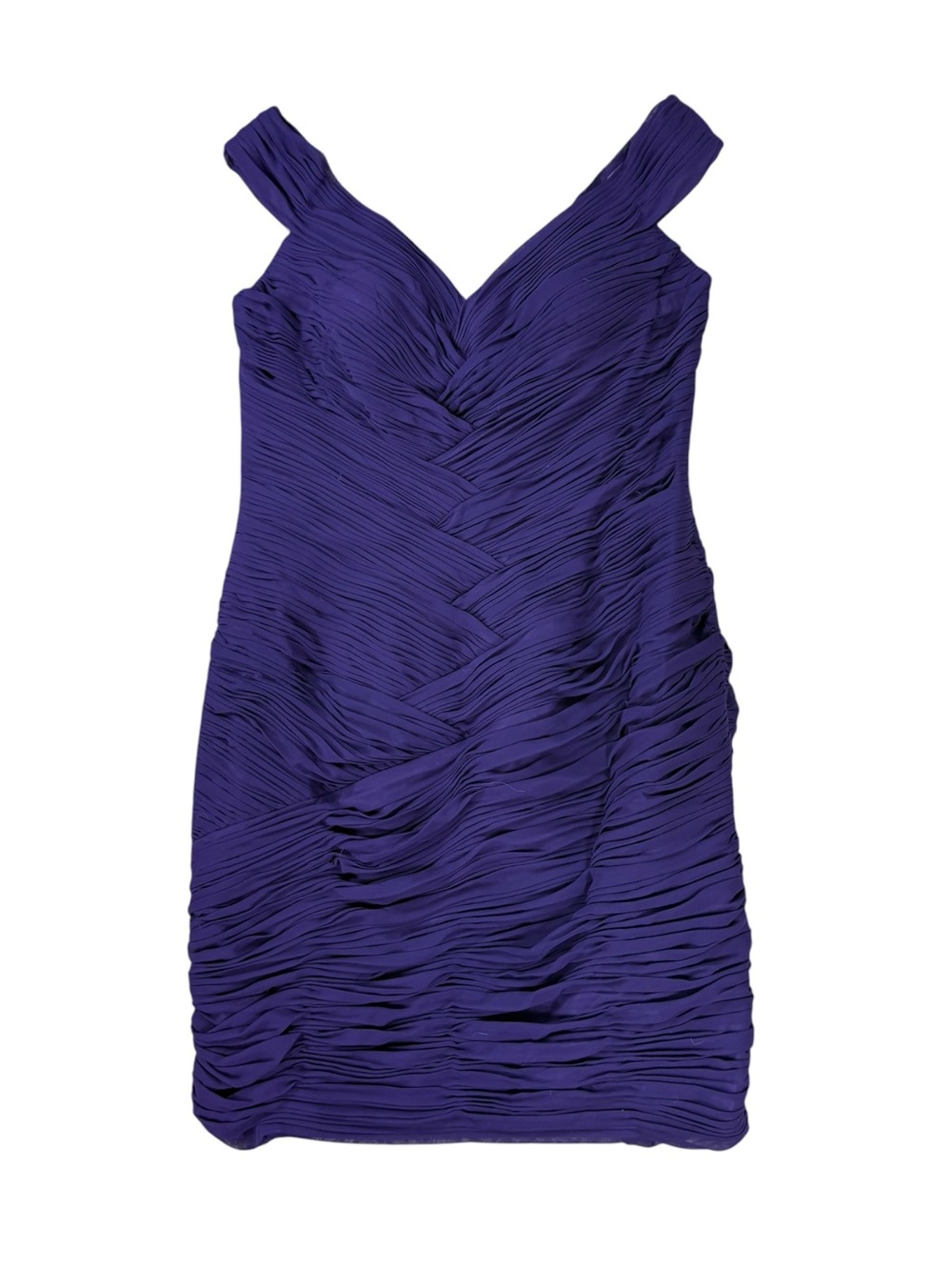 Woman’s May Queen Couture purple ruched sleeveless cocktail dress size 16